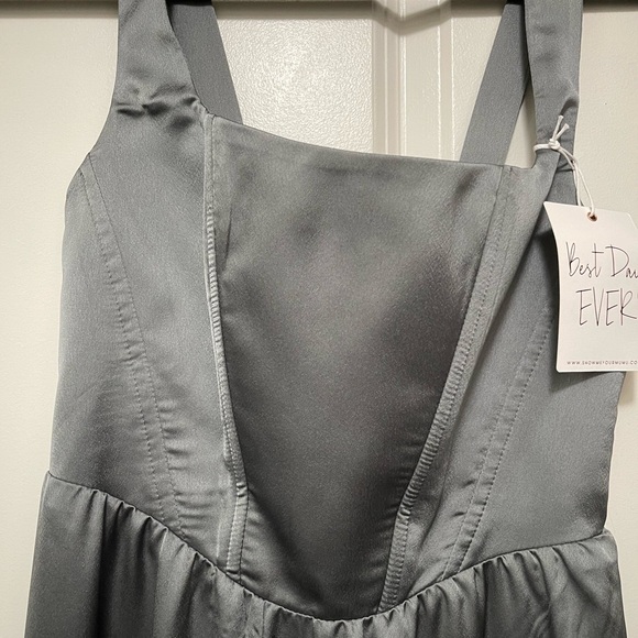 Show Me Your MuMu Nina Maxi Dress Deep Sage Luxe Satin - Picture 4 of 6